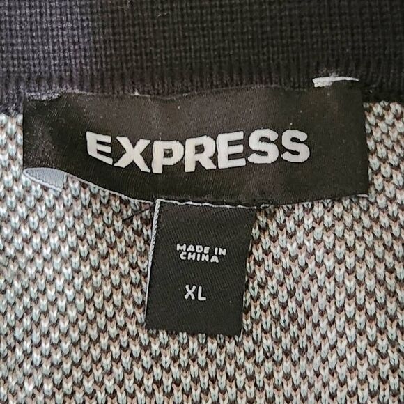 Express men's knit button front polo striped print size XL - Picture 6 of 8